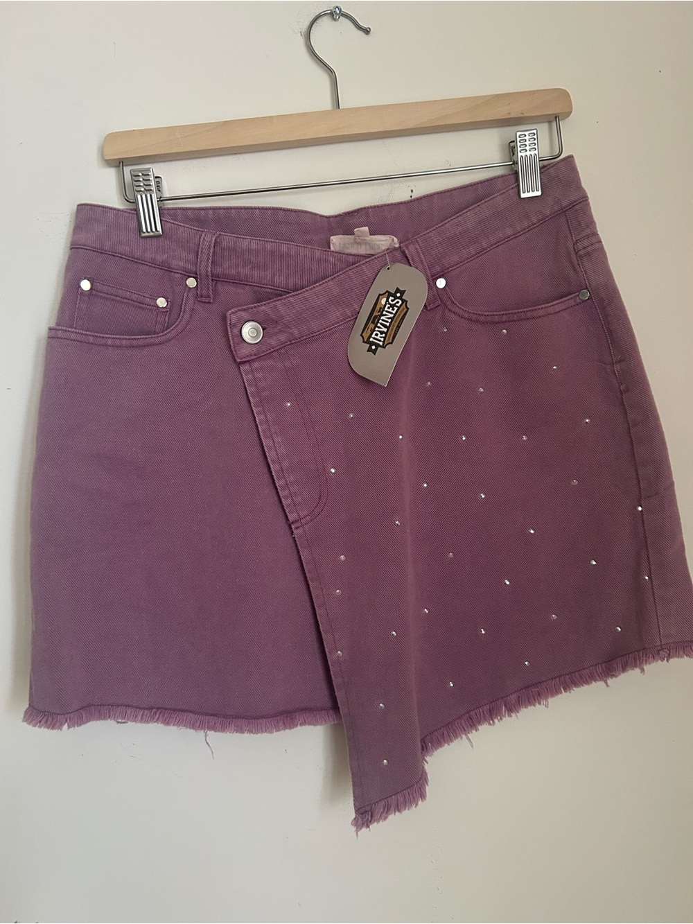 NWT Peach Love California Lavender Denim Skirt with Silver Studs